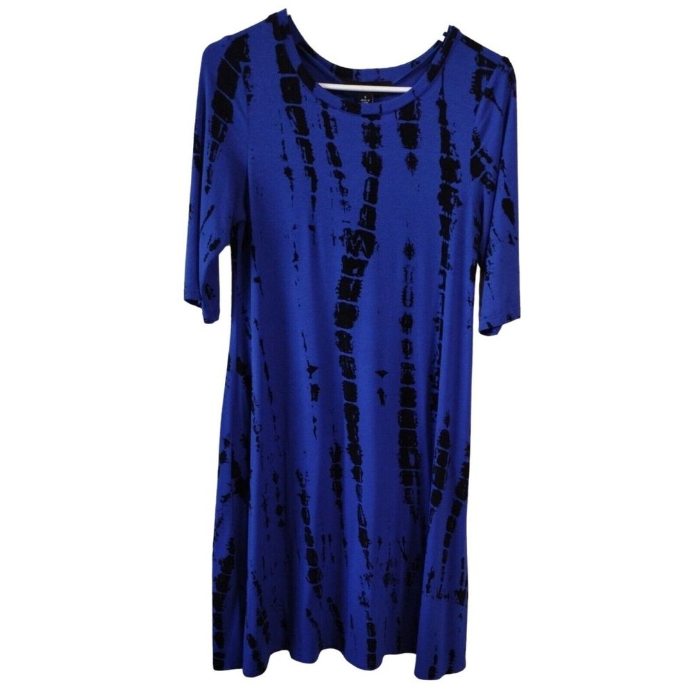 Danillo Boutique Blue Black Knee Length Side Zipper Dress Small Womens